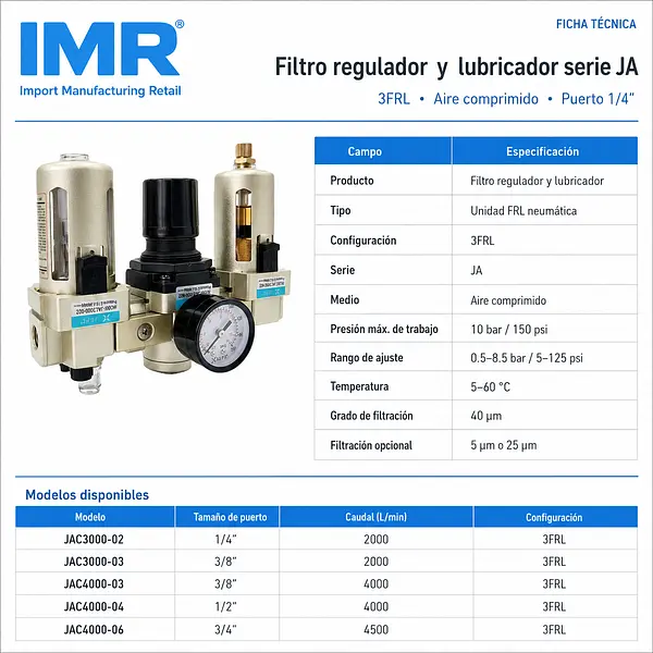 Unidad De Mantenimiento Neumatica 3 Partes - Frl Serie Ja