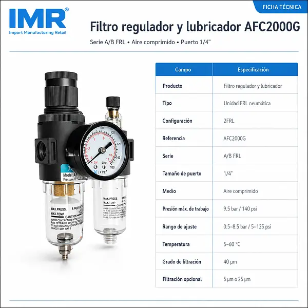 Unidad De Mantenimiento Neumatica 2 Partes - Frl Serie A/B